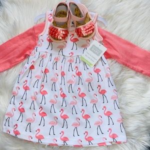 3pc Baby Girl Flamingo Dress